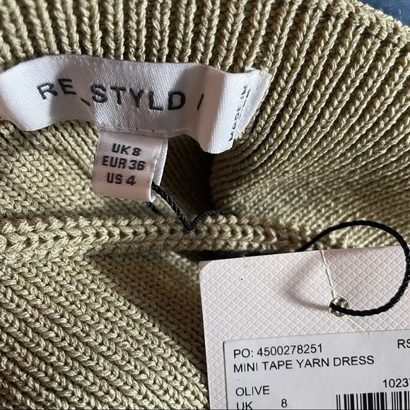 MISSGUIDED Womens Re_Styld Mint Tape Yarn Knit Mini Dress Olive - Picture 10 of 13